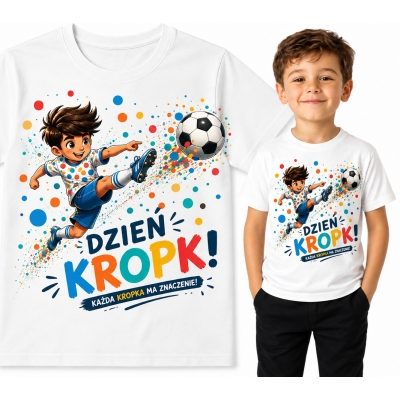 KOSZULKA DZIECIĘCA DZIEŃ KROPKI PIŁKA NOŻNA