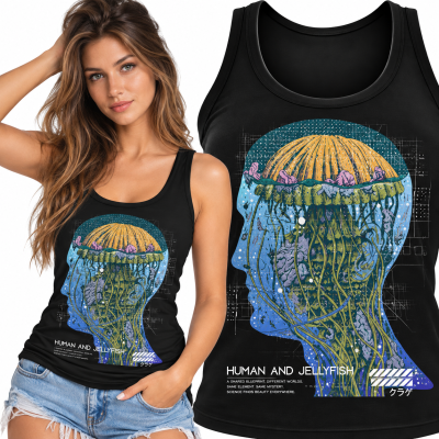 TANK TOP ŚMIESZNY   DAMSKI JELLYFISH BRAIN