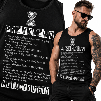 TANK TOP ŚMIESZNY  MOTORYZACYJNE 10 PRZYKAZAŃ MOTOCYKLISTY