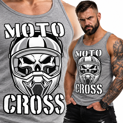 TANK TOP ŚMIESZNY MOTOCROSS SIWA