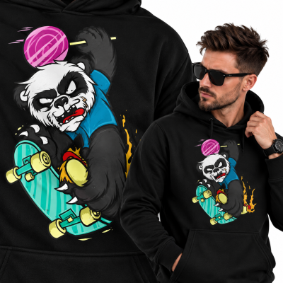BLUZA Z KAPTUREM ANIMOWANA  PANDA SKATE