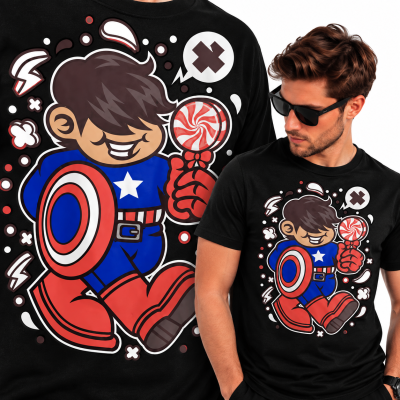 KOSZULKA  ANIMOWANA SUPERHERO AMERICAN KID