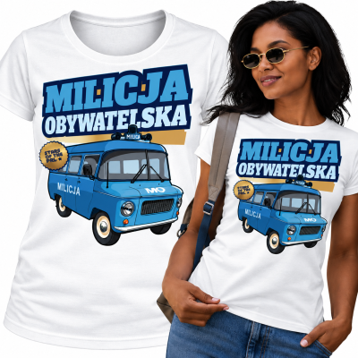KOSZULKA DAMSKA AUTA PRL MILICJA