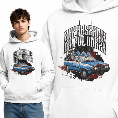 BLUZA Z KAPTUREM AUTA PRL POLONEZ MILICJA