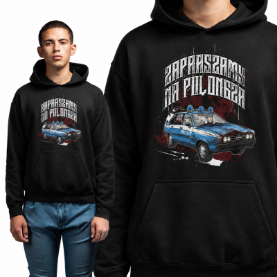 BLUZA Z KAPTUREM AUTA PRL POLONEZ MILICJA