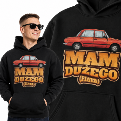 BLUZA Z KAPTUREM AUTA PRL DUŻY FIAT