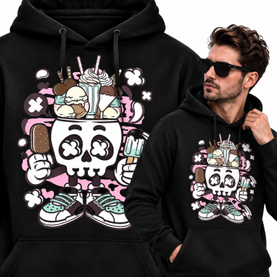 BLUZA Z KAPTUREM  ANIMOWANA   ICE CREAM SKULLHEAD