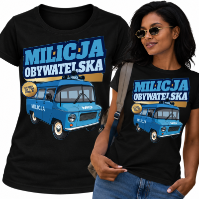 KOSZULKA DAMSKA AUTA PRL MILICJA