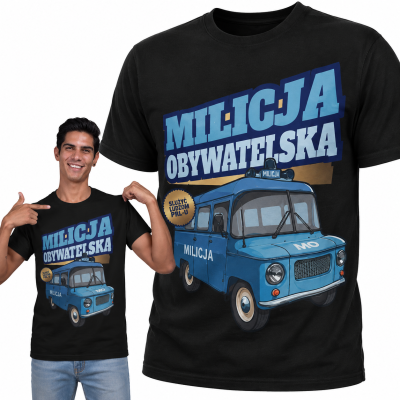 KOSZULKA AUTA PRL MILICJA