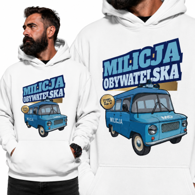 BLUZA Z KAPTUREM AUTA PRL MILICJA