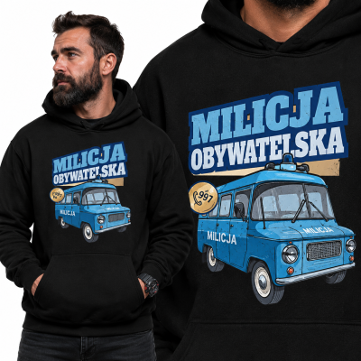 BLUZA Z KAPTUREM AUTA PRL MILICJA