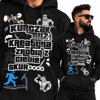BLUZA Z KAPTUREM  NA SIŁEOWNIĘ KURCZAK RYŻ 2
