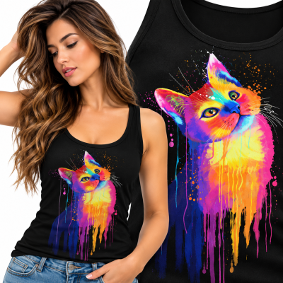 TANK TOP DAMSKI ZWIERZĘTA   KOT 1