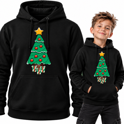 BLUZA Z KAPTUREM  ŚWIĄTECZNA CHOINECZKA
