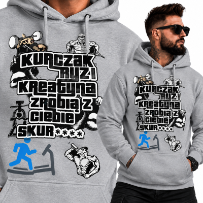 BLUZA Z KAPTUREM  NA SIŁEOWNIĘ KURCZAK RYŻ 2