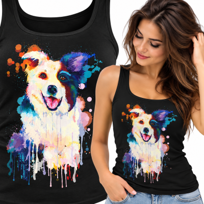 TANK TOP DAMSKI ZWIERZĘTA  BORDER COLLIE
