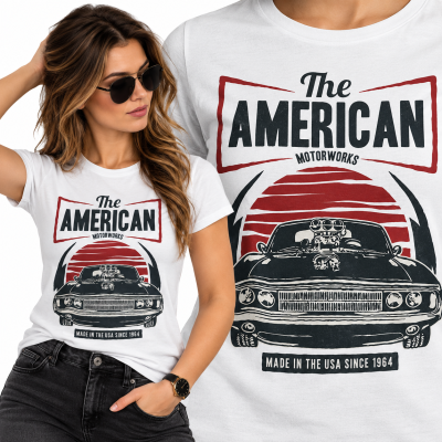 KOSZULKA DAMSKA ŚMIESZNA  AMERICAN MUSCLE CAR