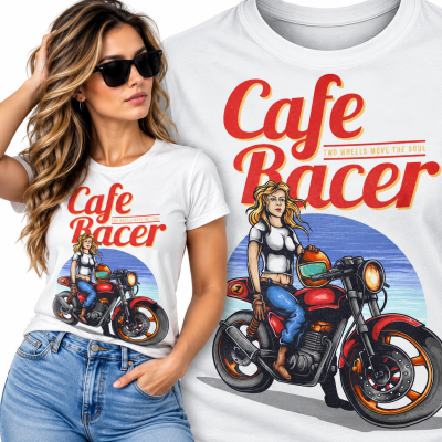 KOSZULKA DAMSKA  ŚMIESZNA   CAFE RACER