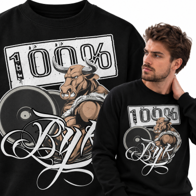 BLUZA NA SIŁOWNIĘ  100 PROCENT BYK CZARNA