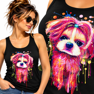 TANK TOP DAMSKI ZWIERZĘTA   SHIH TZU