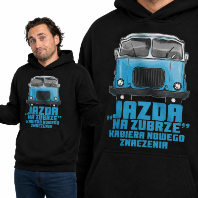 BLUZA Z KAPTUREM AUTA PRL ŻUBR