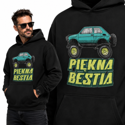 BLUZA Z KAPTUREM AUTA PRL PIĘKNA I BESTIA