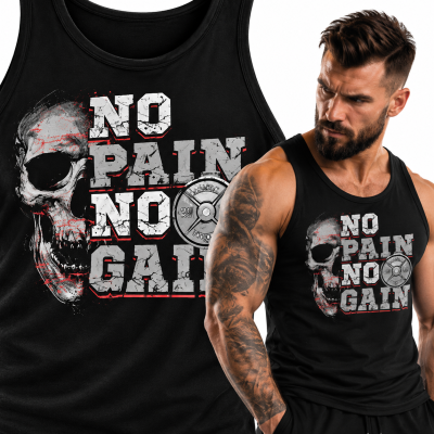 TANK TOP NA SIŁOWNIĘ  NO PAIN NO GAIN SKULL