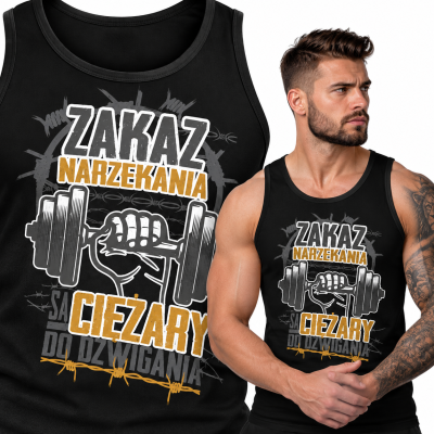 TANK TOP NA SIŁOWNIĘ  ZAKAZ NARZEKANIA CZARNA
