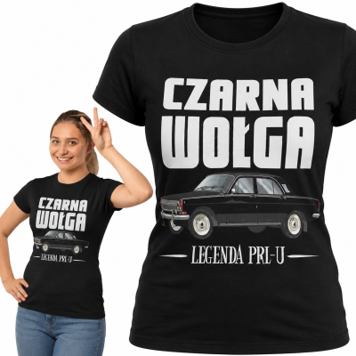 DAMSKA KOSZULKA  AUTA PRL  CZARNA WOŁGA 2