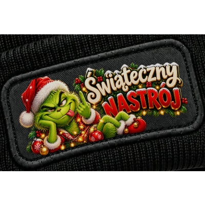 Czapka Zimowa Świąteczny Nastrój, czapka zielony futrzak