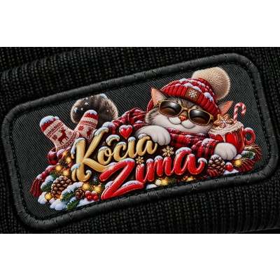 Czapka Zimowa Śmieszna Kocia Zima,Oryginalny wzór