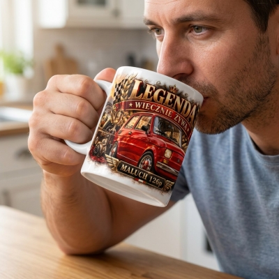 Kubek Biały Maluch 126p Legenda Wiecznie Żywa PRL 330 ml