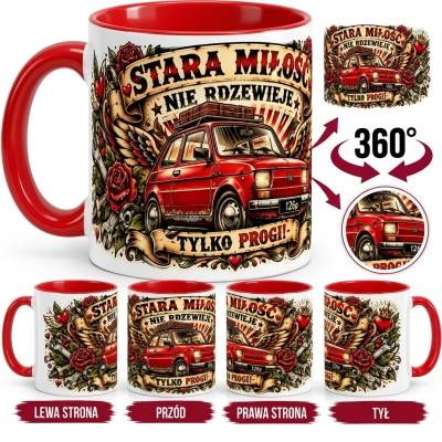 Kubek Biało-Czerwony Stara Miłość Maluch, Auta PRL