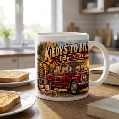 Kubek Biały Kiedyś To Były Fury 125p Polska Legenda PRL 330 ml