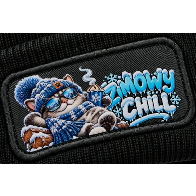 Czapka Zimowa Śmieszna Koci Zimowy Chill, Zabawny nadruk