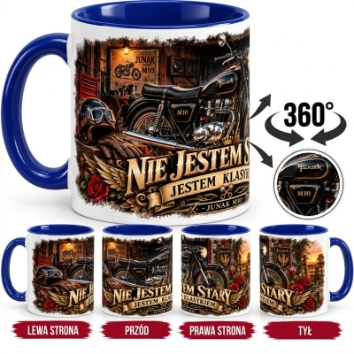 Kubek Biało-Niebieski Nie Jestem Stary Junak, Auto PRL