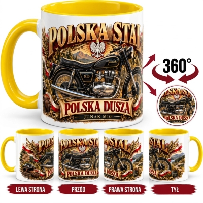 Kubek Żółty Stal Polska Dusza Junak M10 PRL 330 ml żółty