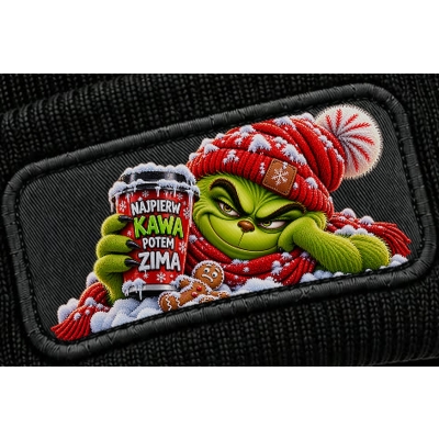 Czapka Zimowa Najpierw Kawa, Potem Zima,czapka świąteczna z napisem