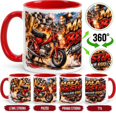 Kubek Biało-Czerwony Motorynka Mała bestia,Auta PRL