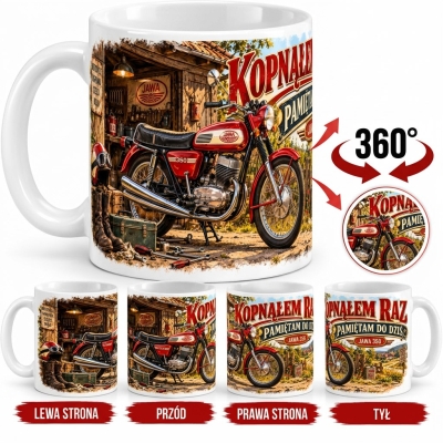 Kubek Biały Jawa 350 Kopnąłem Raz Pamiętam Do Dziś PRL 330 ml